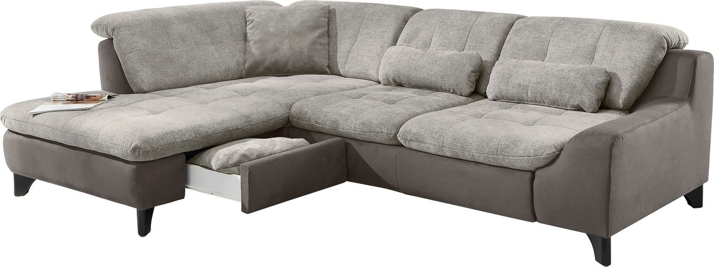 Die PlanBar Ecksofa MP-IN11010 L-Form, mit Kopfteilverstellung, optional Bettfunktion und Schubkasten von Die PlanBar