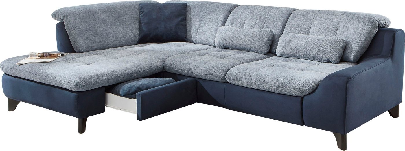 Die PlanBar Ecksofa MP-IN11010 L-Form, mit Kopfteilverstellung, optional Bettfunktion und Schubkasten von Die PlanBar