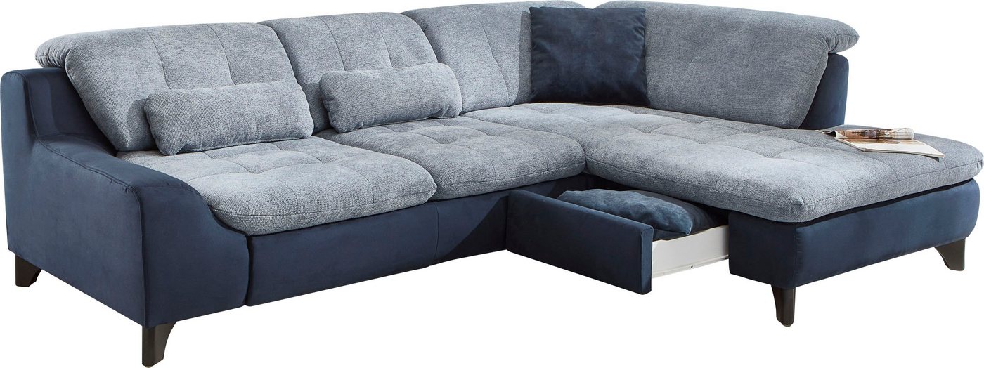 Die PlanBar Ecksofa MP-IN11010 L-Form, mit Kopfteilverstellung, optional Bettfunktion und Schubkasten von Die PlanBar