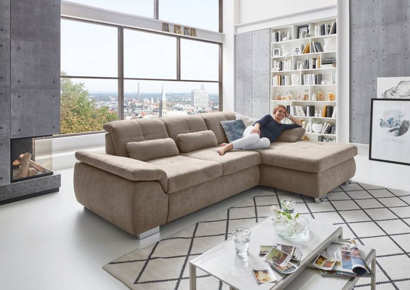 Die PlanBar Ecksofa MP-IN16037 L-Form mit Federkern-Polsterung, mit Sitztiefenverstellung & Zierkissen von Die PlanBar