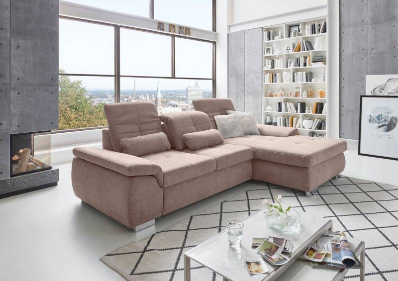 Die PlanBar Ecksofa MP-IN16037 L-Form mit Federkern-Polsterung, mit Sitztiefenverstellung & Zierkissen von Die PlanBar