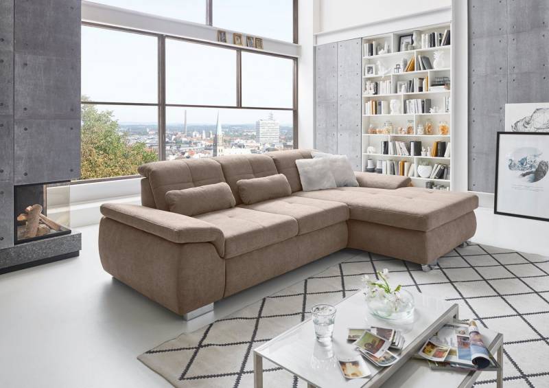 Die PlanBar Ecksofa MP-IN16037 L-Form mit Federkern-Polsterung, mit Sitztiefenverstellung & Zierkissen von Die PlanBar