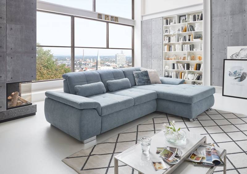 Die PlanBar Ecksofa MP-IN16037 L-Form mit Federkern-Polsterung, mit Sitztiefenverstellung & Zierkissen von Die PlanBar