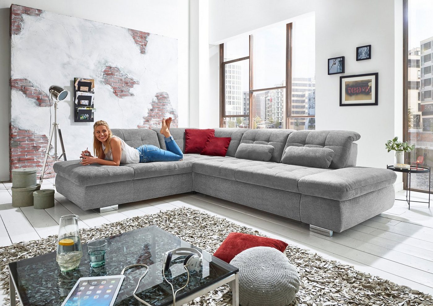 Die PlanBar Ecksofa MP-IN17004 L-Form, wahlweise mit Bettfunktion, Sitztiefen- und Kopfteilverstellung Die PlanBar Ecksofa MP-IN17004 L-Form, wahlweise mit Bettfunktion, Sitztiefen- und Kopfteilverstellung von Die Planbar