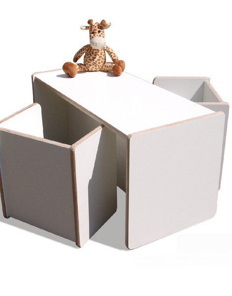 Die Schreiner Christoph Siegel 1 Kinder Wendetisch & 2 Wendehocker Set - weiß- sehr stabil von Die Schreiner Christoph Siegel