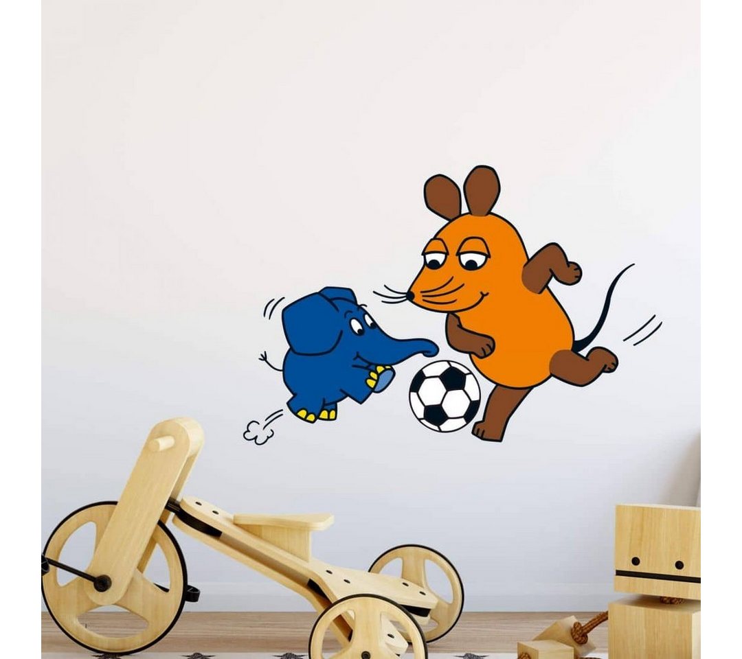 Die Sendung mit der Maus Wandtattoo Kinderzimmer Wandtattoo Die Fußball Maus Elefant Aufkleber Junge Mädchen, selbstklebend, entfernbar von Die Sendung mit der Maus