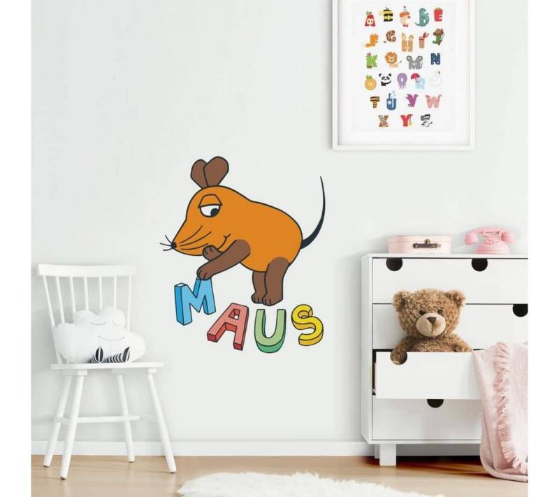 Die Maus Wandtattoo Kinderzimmer Wandbild bunte Buchstaben Aufkleber Grundschule, selbstklebend, entfernbar von Die Maus