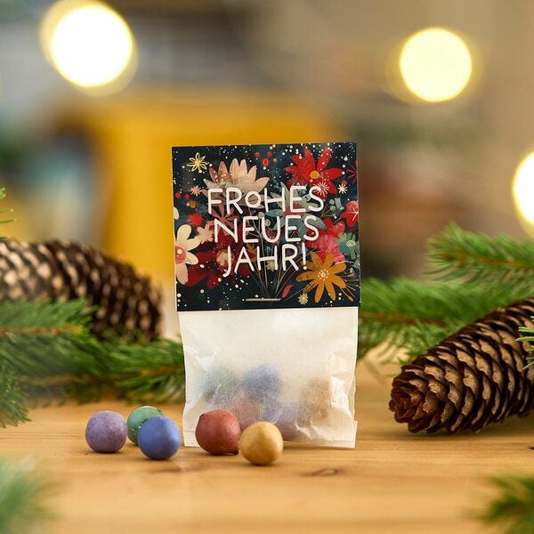 Die Stadtgärtner 10x5 Blumenmurmeln im Tütchen "Frohes Neues Jahr" I Frohes Neues Jahr I Gastgeschenk zu Silvester oder Neujahr I Happy New Year von Die Stadtgärtner