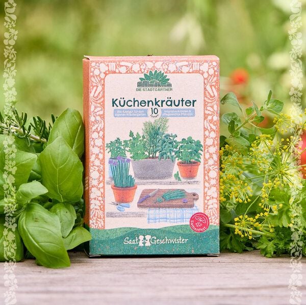 Die Stadtgärtner BIO-Saatgut-Set "Küchenkräuter" I Saatgut-Set mit verschiednen Küchernkräuter I Kleiner Küchenhelfer von Die Stadtgärtner
