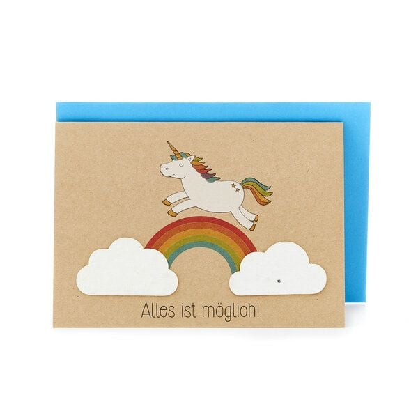 Die Stadtgärtner Einhorn & Regenbogen "Alles ist möglich" | Karte mit Wildblumensamen von Die Stadtgärtner