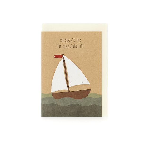 Die Stadtgärtner Grußkarte "Alle Gute" mit Segelboot-Motiv und Blumensamen (DIN A6) von Die Stadtgärtner