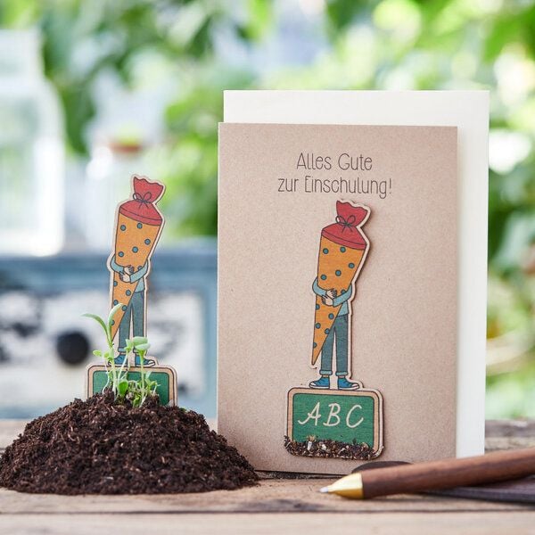 Die Stadtgärtner Schöne Karte zur Einschulung mit Schultüten-Motiv & Blumensamen von Die Stadtgärtner