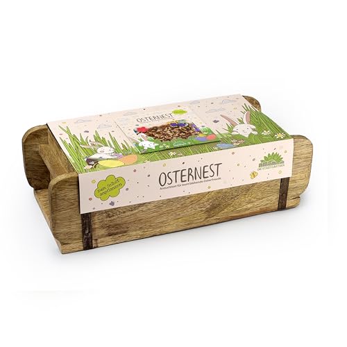 Osternest von "Die Stadtgärtner" – Anzuchtset mit hochwertiger Ziegelform, Ostergras-Saatgut mit Wildblumen-Saatpapier und Pflanzsubstrat l Perfekt als Ostergeschenk für Kinder & Erwachsene l Ostergra von Die Stadtgärtner