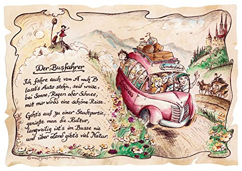 Die Staffelei Geschenk Busfahrer/Witziges Gedicht mit liebevoller Zeichnung auf hochwertigem Papier/besondere Geschenkidee für den Busfahrer Die Staffelei Geschenk Busfahrer/Witziges Gedicht mit liebevoller Zeichnung auf hochwertigem Papier/besondere Geschenkidee für den Busfahrer von Die Staffelei