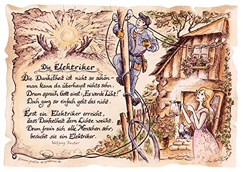 Die Staffelei Geschenk Elektriker Elektroinstallateur Gedicht Präsent Jubiläum (A4 (29,7cm x 21cm), unpersonalisiert) von Die Staffelei