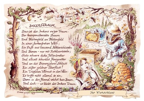 Die Staffelei Geschenk Imkerstraum/Witziges Gedicht mit liebevoller Zeichnung auf hochwertigem Papier/besondere Geschenkidee für den Imker von Die Staffelei