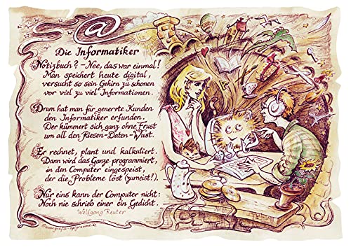 Die Staffelei Geschenk Informatiker/Witziges Gedicht mit liebevoller Zeichnung auf hochwertigem Papier/besondere Geschenkidee für den Informatiker (A4 (29,7cm x 21cm)) von Die Staffelei