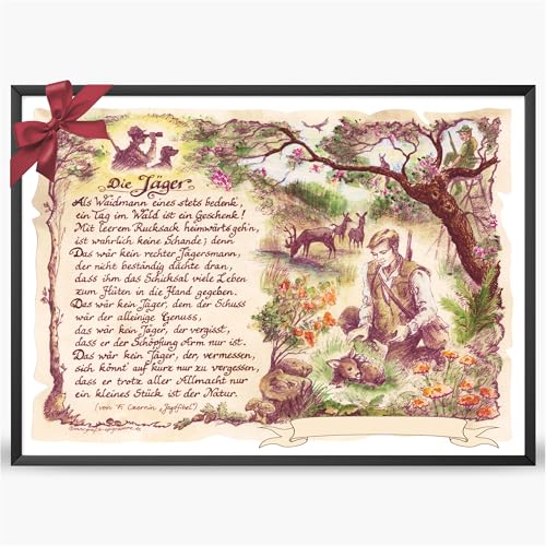 Die Staffelei Geschenk Jäger/Witziges Gedicht mit liebevoller Zeichnung auf hochwertigem Papier/besondere Geschenkidee für den Jäger von Die Staffelei