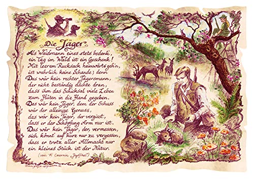 Die Staffelei Geschenk Jäger/Witziges Gedicht mit liebevoller Zeichnung auf hochwertigem Papier/besondere Geschenkidee für den Jäger von Die Staffelei