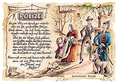 Die Staffelei Geschenk Karte A4 Berufsbild Polizei Polizist Polizisten Zeichnung mit Gedicht, mit Personalisierung von Die Staffelei