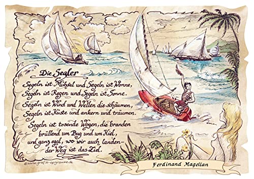 Die Staffelei Geschenk Segler/Witziges Gedicht mit liebevoller Zeichnung auf hochwertigem Papier/besondere Geschenkidee für den Segler von Die Staffelei