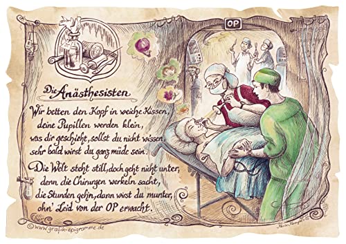 Die Staffelei Geschenk Karte A5 Berufsbild Anästhesist Narkose Arzt Zeichnung mit Gedicht von Die Staffelei