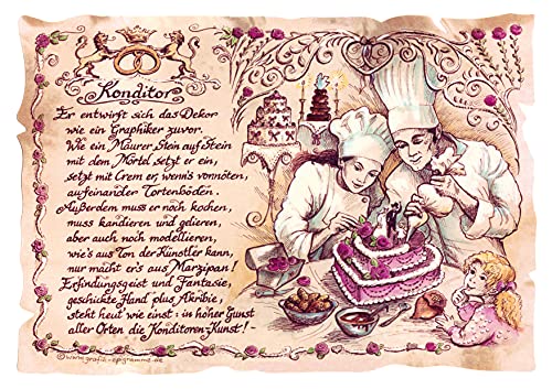 Die Staffelei Geschenk Karte A5 Konditor Konditorei Bäckerei Zeichnung Color von Die Staffelei