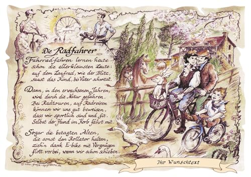 Die Staffelei Geschenk Radfahrer/Witziges Gedicht mit liebevoller Zeichnung auf hochwertigem Papier/besondere Geschenkidee für den Radfahrer von Die Staffelei
