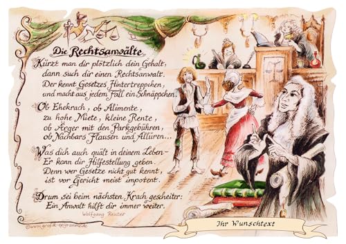 Die Staffelei Geschenk Rechtsanwälte/Witziges Gedicht mit liebevoller Zeichnung auf hochwertigem Papier/besondere Geschenkidee für die Rechtsanwälte von Die Staffelei