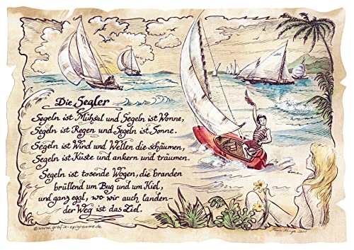 Die Staffelei Geschenk Segler/Witziges Gedicht mit liebevoller Zeichnung auf hochwertigem Papier/besondere Geschenkidee für den Segler von Die Staffelei