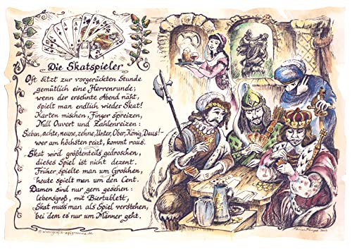 Die Staffelei Geschenk Skatspieler/Witziges Gedicht mit liebevoller Zeichnung auf hochwertigem Papier/besondere Geschenkidee für den Skatspieler (A4 (29,7cm x 21cm)) von Die Staffelei