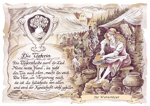 Die Staffelei Geschenk Töpferin/Witziges Gedicht mit liebevoller Zeichnung auf hochwertigem Papier/besondere Geschenkidee für die Töpferin von Die Staffelei