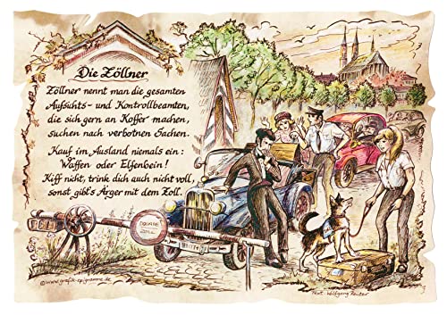 Die Staffelei Geschenk Karte A5 Berufsbild Zöllner Zollbeamte Zoll Zeichnung mit Gedicht von Die Staffelei