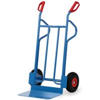 fetra® Stapelkarre, Tragkraft 350 kg, Schaufel BxT 480 x 300 mm, mit Ablagebügeln, Luft-Bereifung von fetra®