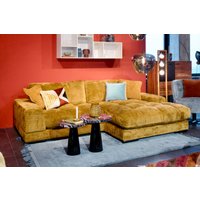 Big Sofa Serena mit Ottomane in goldenem Chenillebezug von Die Waescherei Hamburg