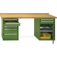 Schwere Werkbank Premium mit 2 Schubladenblöcken, TK 1.200 kg, HxBxT 850 x 2.000 x 700 mm, resedagrün von LOKOMA