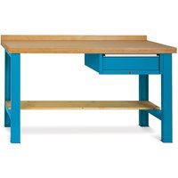 Schwere Werkbank Premium mit Schublade, TK 450 kg, HxBxT 800-1.100 x 2.000 x 700 mm, enzianblau von Jungheinrich PROFISHOP