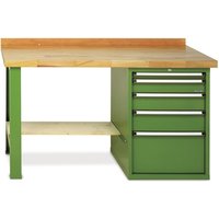 Schwere Werkbank Premium mit Schubladenblock, TK 1.200 kg, HxBxT 850 x 1.500 x 700 mm, enzianblau von LOKOMA