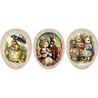 Füllei 9 cm 3 Eier Osterei Pappe Karton Pappei Handarbeit Familie Hase von DieBesondereMappe