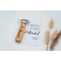 Personalisiertes Geschenkset Karte & Holz Flaschenöffner - Frage An Den Patenonkel von DieDekoStube