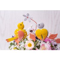 Blumenstecker Vogel Frühling Geburtstag Muttertag Ostern Dekoration Metall Stecker Für Blumenstrauß Gelb von DieDekobude