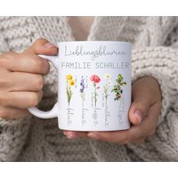Geburtsblumen Tasse Namen Personalisiert, Monatsblumen, Geschenk Familie Namenstasse von DieFarbkleckserei123