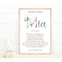 Geschenk Zur Taufe Patenkind Patenbrief Mit Monogramm Rosen Eukalyptus von DieFarbkleckserei123