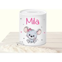 Spardose Geschenk, Personalisiert, Kind, Maus von DieFarbkleckserei123