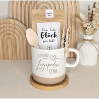 Tasse Logopädin Als Dankeschön Geschenk Graviert Namen Geschenkset Mit Kaffee Tee Trinkschokolade Namenstasse Set Personalisiert von DieFarbkleckserei123