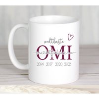 Tasse Omi Personalisiert Mit Namen, Geschenk Omi, Kaffeetasse Wunschnamen Enkelkinder Oma von DieFarbkleckserei123