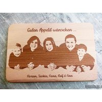 Frühstücksbrettchen Mit Foto/Wunschfoto Auf Holzbrett Geschenkidee Familienfoto von DieGrueneGiraffe