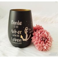 Windlicht/Teelicht Familie Ist Der Anker - Personalisiert von DieGrueneGiraffe