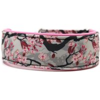 Hundehalsband Kirschblüten Softshell Rosa- Klick O. Zugstopp - Gepolstert Versch. Breiten von DieHalsbandfabrik