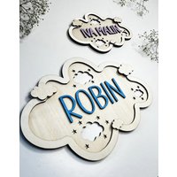 Personalisierte Wanddeko Türschild Kinderzimmer Namensschild 3D Geschenk Zur Geburt Holzschild Mit Name von DieKreativkoepfe